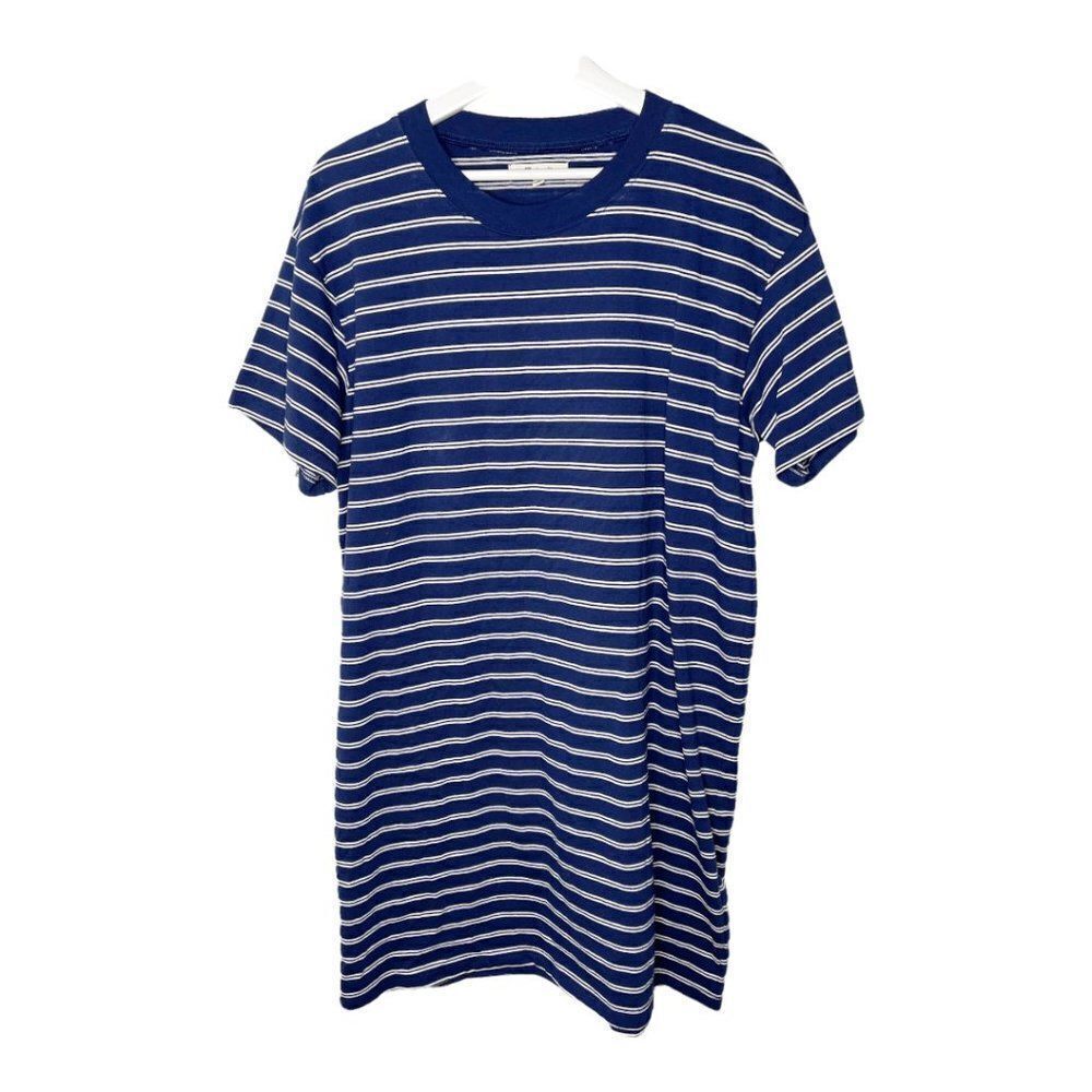 MADEWELL Tina Blue Stripe Mini Shirt Dress - Picture 1 of 7